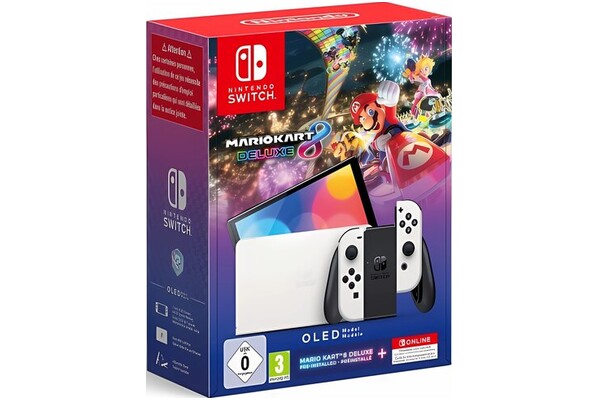 Konsola Nintendo Switch OLED biały + Mario Kart 8 Deluxe + NINTENDO Switch Online 12 mies