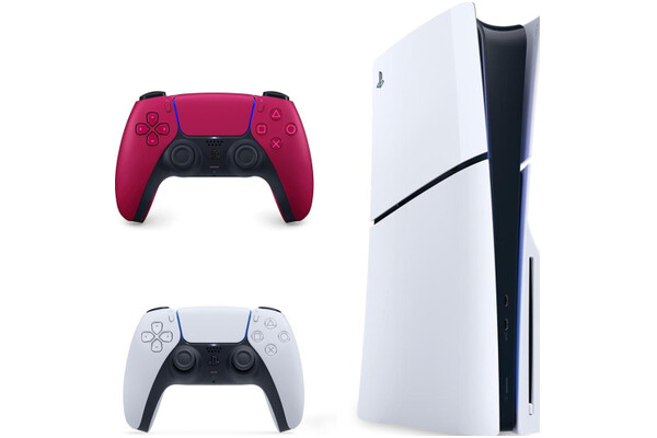 Konsola Sony PlayStation 5 Slim 1TB biało-czarny + pad bezprzewodowy DualSense - 2 szt.