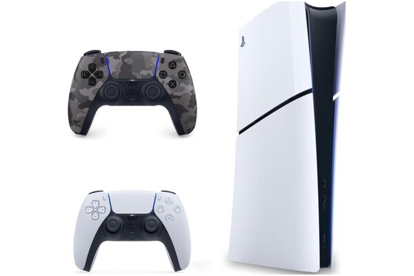 Konsola Sony PlayStation 5 Slim Digital 1TB biało-czarny + pad bezprzewodowy DualSense - 2 szt.