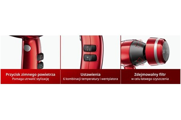 Suszarka Valera Swiss Nano4ever 2200W kolor czerwony