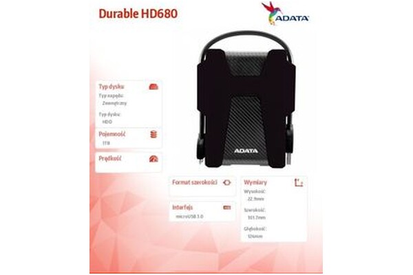 Dysk zewnętrzny HDD Adata HD680 1TB czarno-niebieski