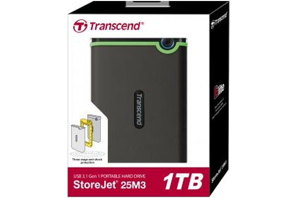 Dysk zewnętrzny HDD Transcend StoreJet 25M3S 1TB szary