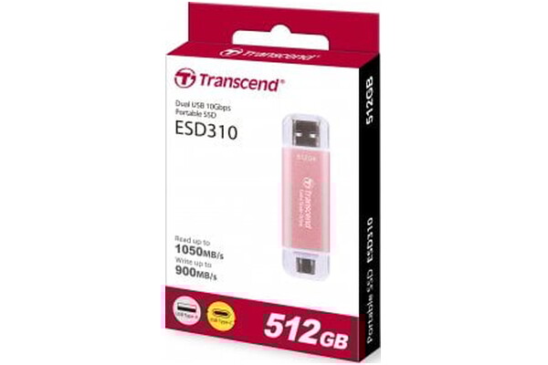 Dysk zewnętrzny SSD Transcend ESD310P 512GB różowy
