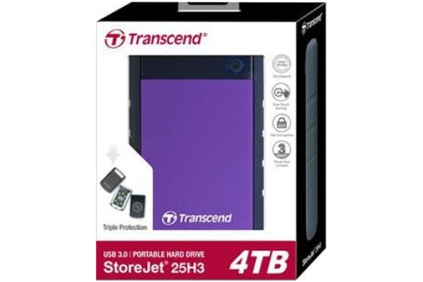 Dysk zewnętrzny HDD Transcend StoreJet 25H3P 4TB Czarno-fioletowy
