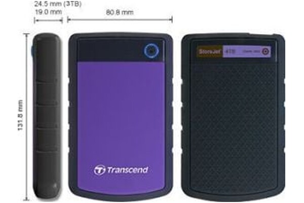 Dysk zewnętrzny HDD Transcend StoreJet 25H3P 4TB Czarno-fioletowy