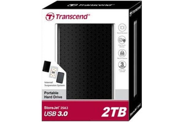 Dysk zewnętrzny HDD Transcend StoreJet 25A3K 2TB czarny