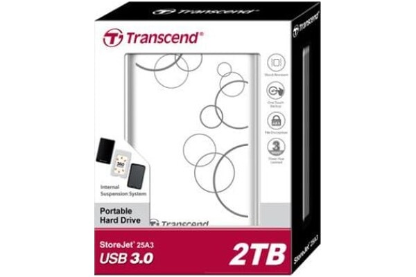 Dysk zewnętrzny HDD Transcend StoreJet 25A3W 2TB biały