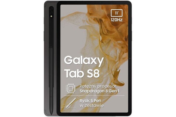 Tablet Samsung Galaxy Tab S8 11.00" Qualcomm Snapdragon 8 8.0GB/128GB, WiFi, grafitowy