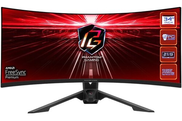 Monitor 34.0" ASrock Phantom Gaming PG34WQ15R3A czarny
