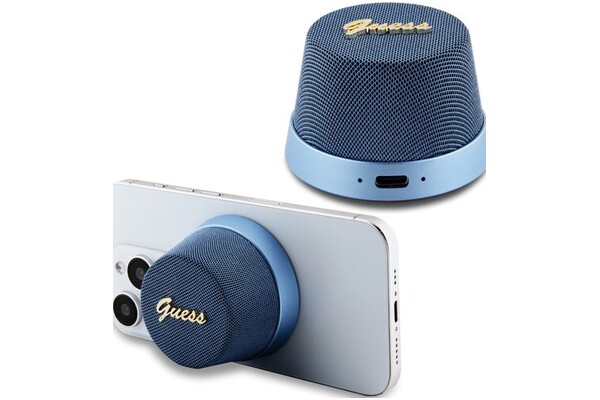 głośnik Bluetooth Guess Magnetic Script Metal niebieski