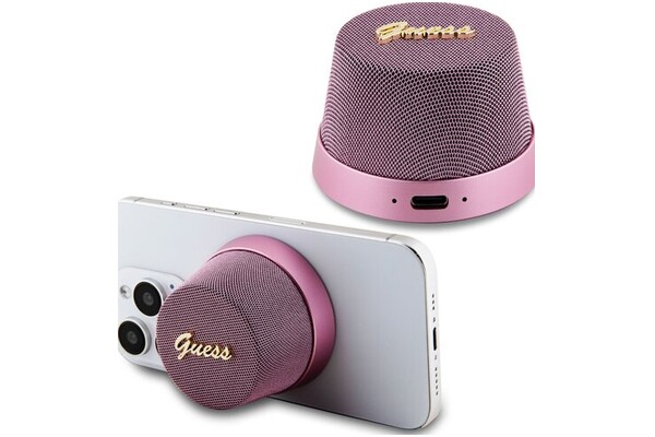 głośnik Bluetooth Guess Magnetic Script Metal różowy