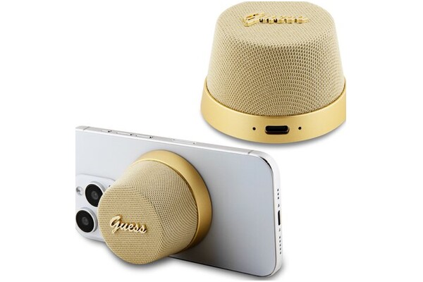 głośnik Bluetooth Guess Magnetic Script Metal złoty