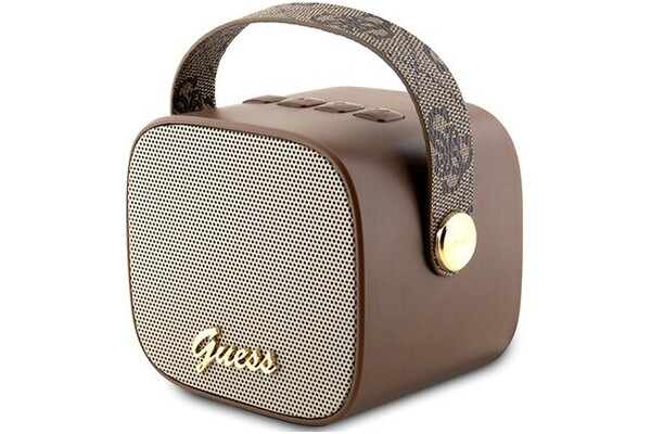 głośnik Bluetooth Guess Speaker Mini 4G Leather Script Logo brązowy