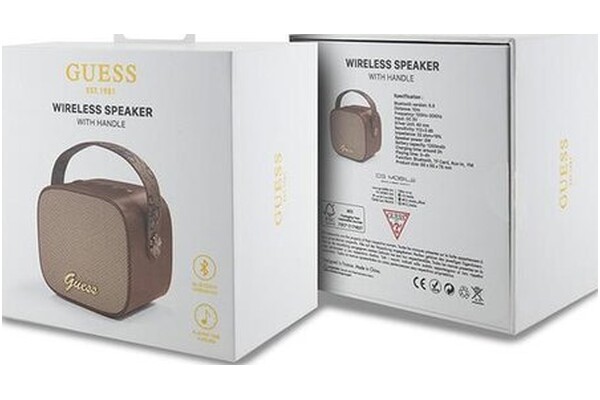 głośnik Bluetooth Guess Speaker Mini 4G Leather Script Logo brązowy