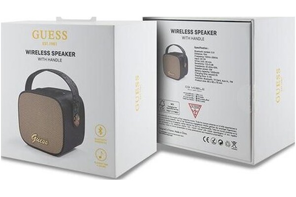 głośnik Bluetooth Guess Speaker Mini 4G Leather Script Logo czarny