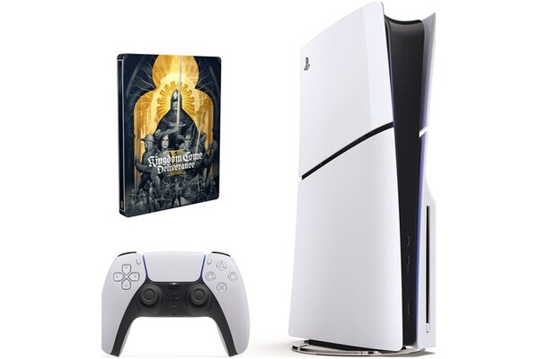 Konsola Sony PlayStation 5 Slim biało-czarny + Kingdom Come Deliverance II - Day One Edition, Steelbook Gra PS5