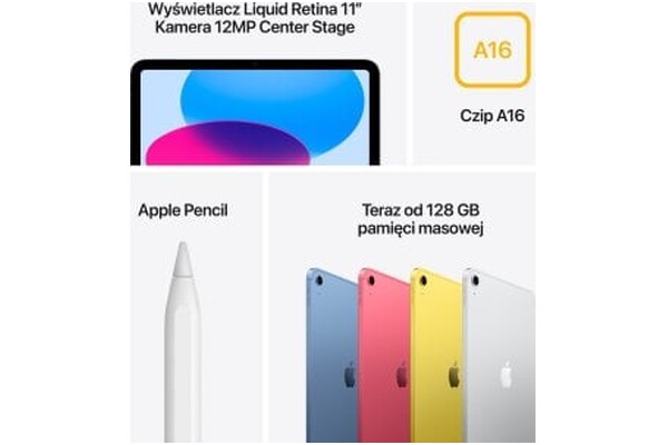 Tablet Apple iPad 10.90" Apple A16 6.0GB/256GB, srebrny