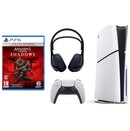 Konsola Sony PlayStation 5 Slim biało-czarny + Assassins Creed Shadows - Edycja Limitowana Gra PS5 + słuchawki SONY Bezprzewodowe