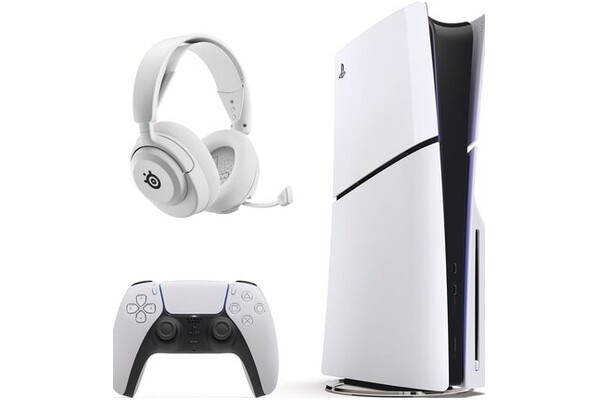 Konsola Sony PlayStation 5 Slim biało-czarny + słuchawki STEELSERIES