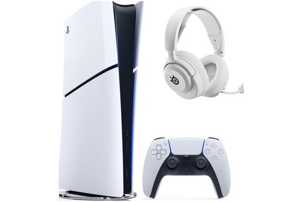 Konsola Sony PlayStation 5 Slim Digital biało-czarny + słuchawki STEELSERIES