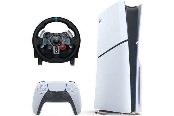 Konsola Sony PlayStation 5 Slim 1TB biało-czarny + Kierownica