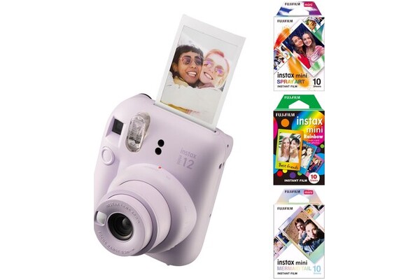 Aparat natychmiastowy Fujifilm Instax Mini 12 fioletowy + wkłady 10+10+10
