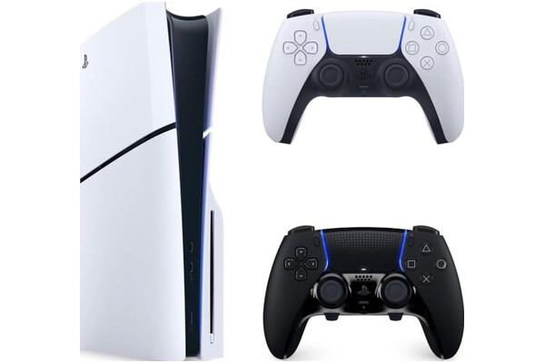 Konsola Sony PlayStation 5 Slim 1TB biało-czarny + pad bezprzewodowy DualSense, pad bezprzewodowy DualSense Edge Midnight Black