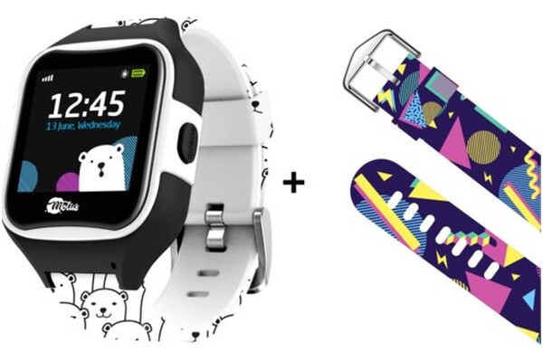 Smartwatch MOTUS Watchy Teddy Geometric 1.30" czarno-biały
