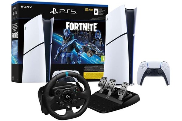 Konsola Sony PlayStation 5 Slim Digital biało-czarny + Kierownica