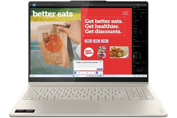 Laptop Lenovo Yoga 7 16.0" AMD Ryzen AI 7 350 350 AMD Radeon 860M 16GB 512GB SSD Windows 11 Home perłowy