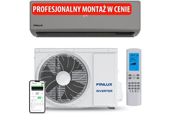 Klimatyzator ścienny SPLIT z montażem Finlux FNAC1S12GR 3400W 52dB