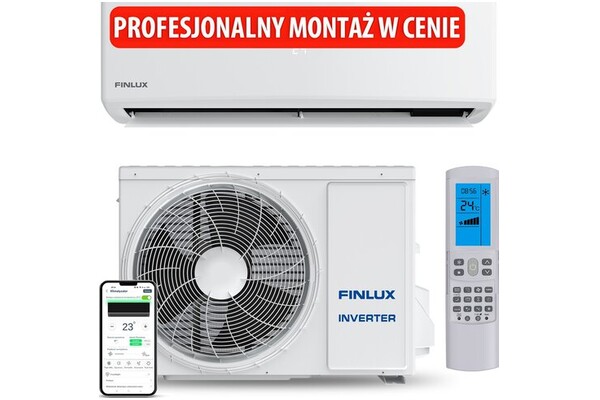 Klimatyzator ścienny SPLIT z montażem Finlux FNAC1S09WH 2500W 52dB