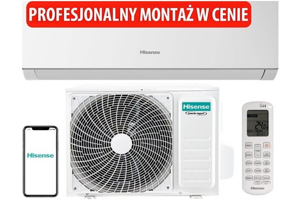 Klimatyzator ścienny SPLIT z montażem Hisense DJ25LE0EG/DJ25LE0EW New Comfort 2600W 56dB