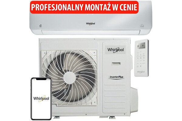 Klimatyzator ścienny SPLIT z montażem Whirlpool SPIW312A2WF 3500W 19dB