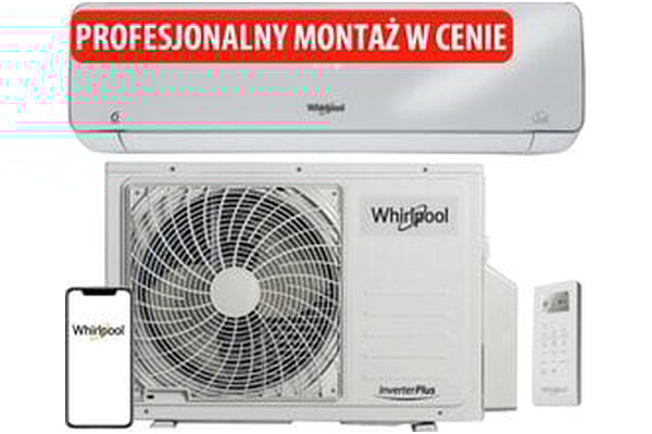 Klimatyzator ścienny SPLIT z montażem Whirlpool SPIW309A3WF 2600W 19dB