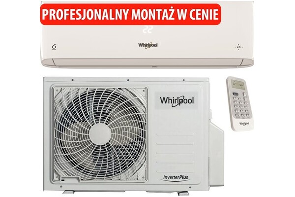 Klimatyzator ścienny SPLIT z montażem Whirlpool SPICR312W 3400W 19dB
