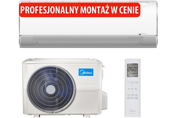 Klimatyzator ścienny SPLIT z montażem Midea MSFAAU-09HRFN8-QRD6GW 2600W 55dB