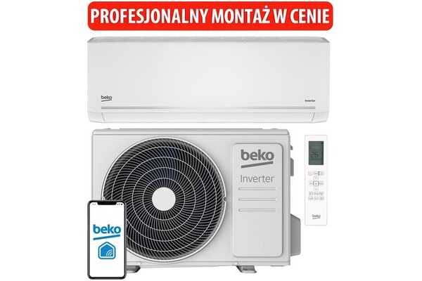 Klimatyzator ścienny SPLIT z montażem Beko BEEPGH095/BEEPGH096 2600W 54dB