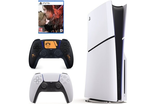 Konsola Sony PlayStation 5 Slim biało-czarny + Death Stranding 2 On the Beach Gra PS5 + Kontroler PlayStation