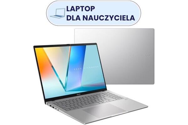 Laptop ASUS Vivobook S16 16.0" AMD Ryzen 7 260 AMD Radeon 780M 16GB 512GB SSD Windows 11 Home srebrny