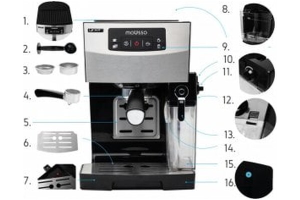 Ekspres Yoer Mousso EMF02BK automatyczny czarno-srebrny