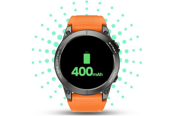 Smartwatch Manta Activ X 1.43" czarno-pomarańczowy
