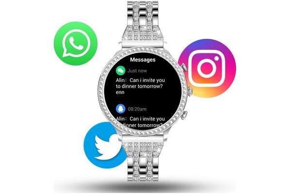 Smartwatch Manta Diamond Lusso 1.32" czarno-srebrny