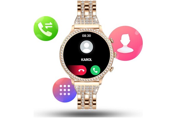 Smartwatch Manta Diamond Lusso 1.32" różowo-złoty