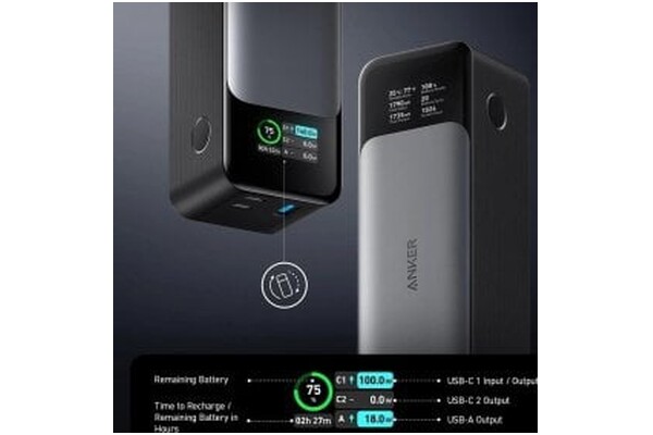 Powerbank ANKER 737 24000mAh 140.0W czarno-szary