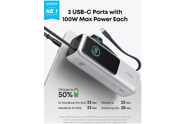 Powerbank ANKER A1695H41 Ultra-Fast 25000mAh 100.0W srebrny