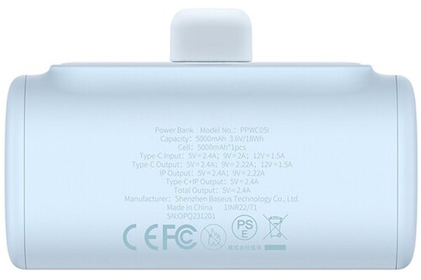 Powerbank Baseus Compact 5000mAh 20.0W niebieski