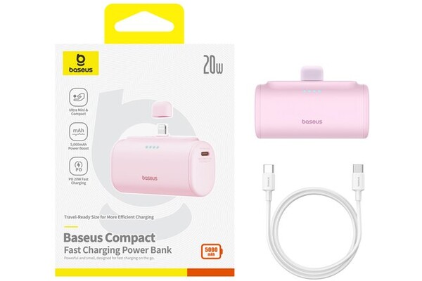 Powerbank Baseus Compact 5000mAh 20.0W różowy