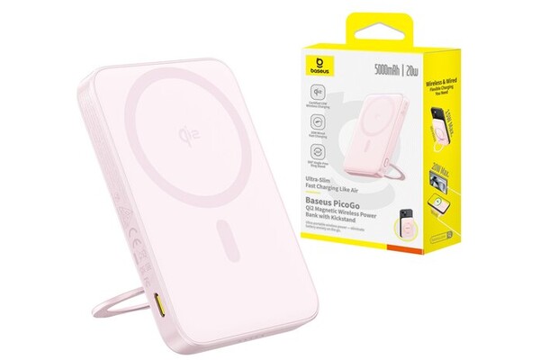 Powerbank Baseus Picogo Qi2 5000mAh 20.0W różowy