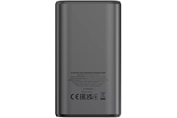Powerbank Canyon OnPower 130 10000mAh 30.0W szary
